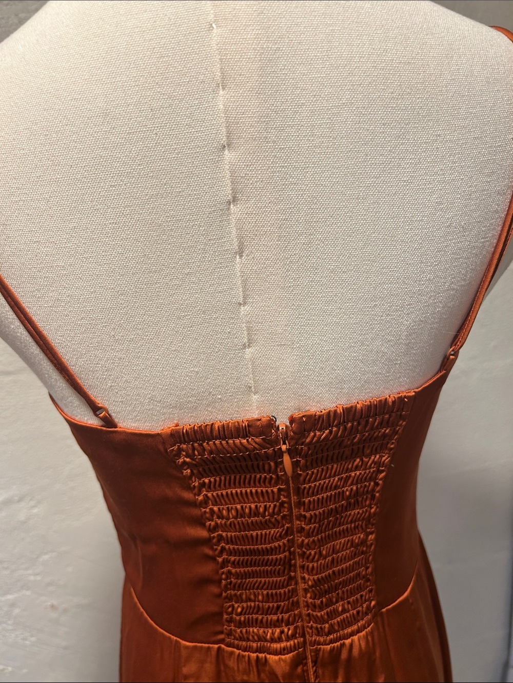Abercrombie & Fitch Rust Satin Slip Midi Dress - Picture 4 of 6